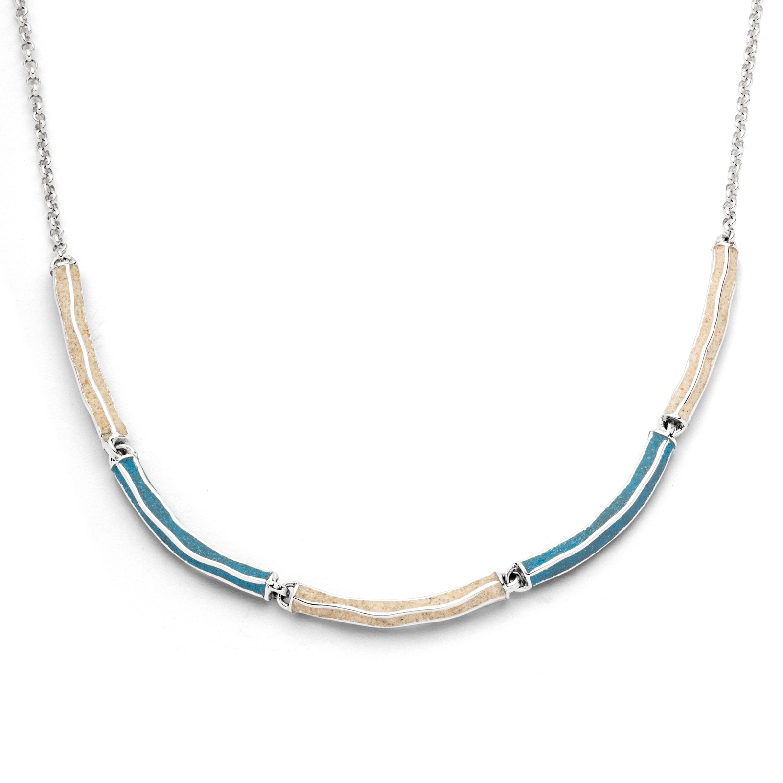 DUR Kette WELLENSPIEL Strandsand & Kyanit 42cm + 3cm Silber 925/- rhod. (K2918) – Bild 1