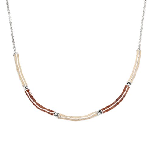 DUR Kette WELLENSPIEL Strandsand/Bernstein 42cm + 3cm Silber 925/- rhod.(K2922)