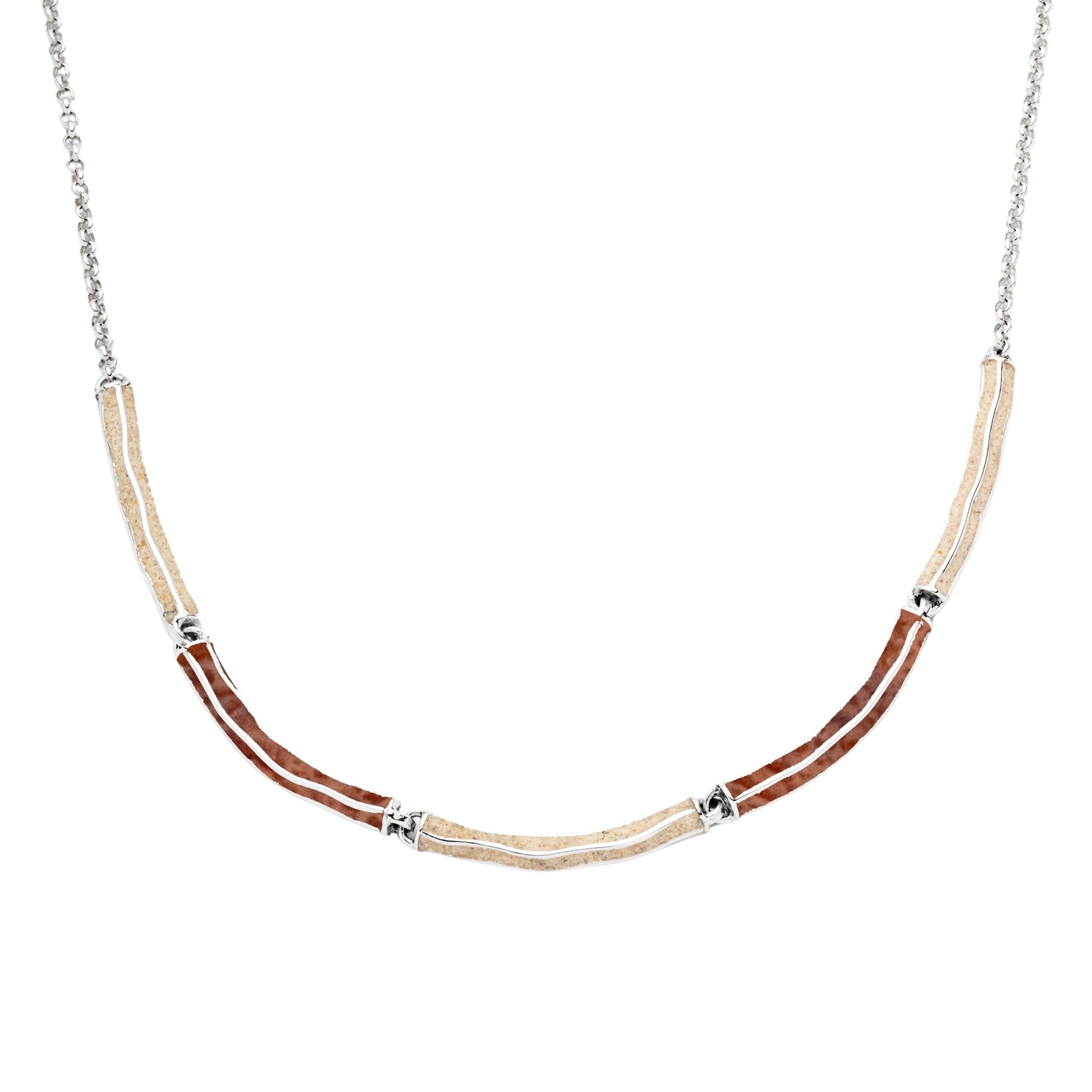 DUR Kette WELLENSPIEL Strandsand/Bernstein 42cm + 3cm Silber 925/- rhod.(K2922) – Bild 1