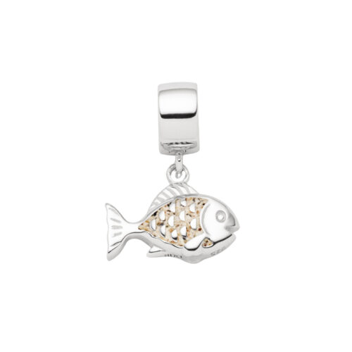 DUR Schmuck Charm FISCH Strandsand, Silber 925/- rhodiniert (F296)