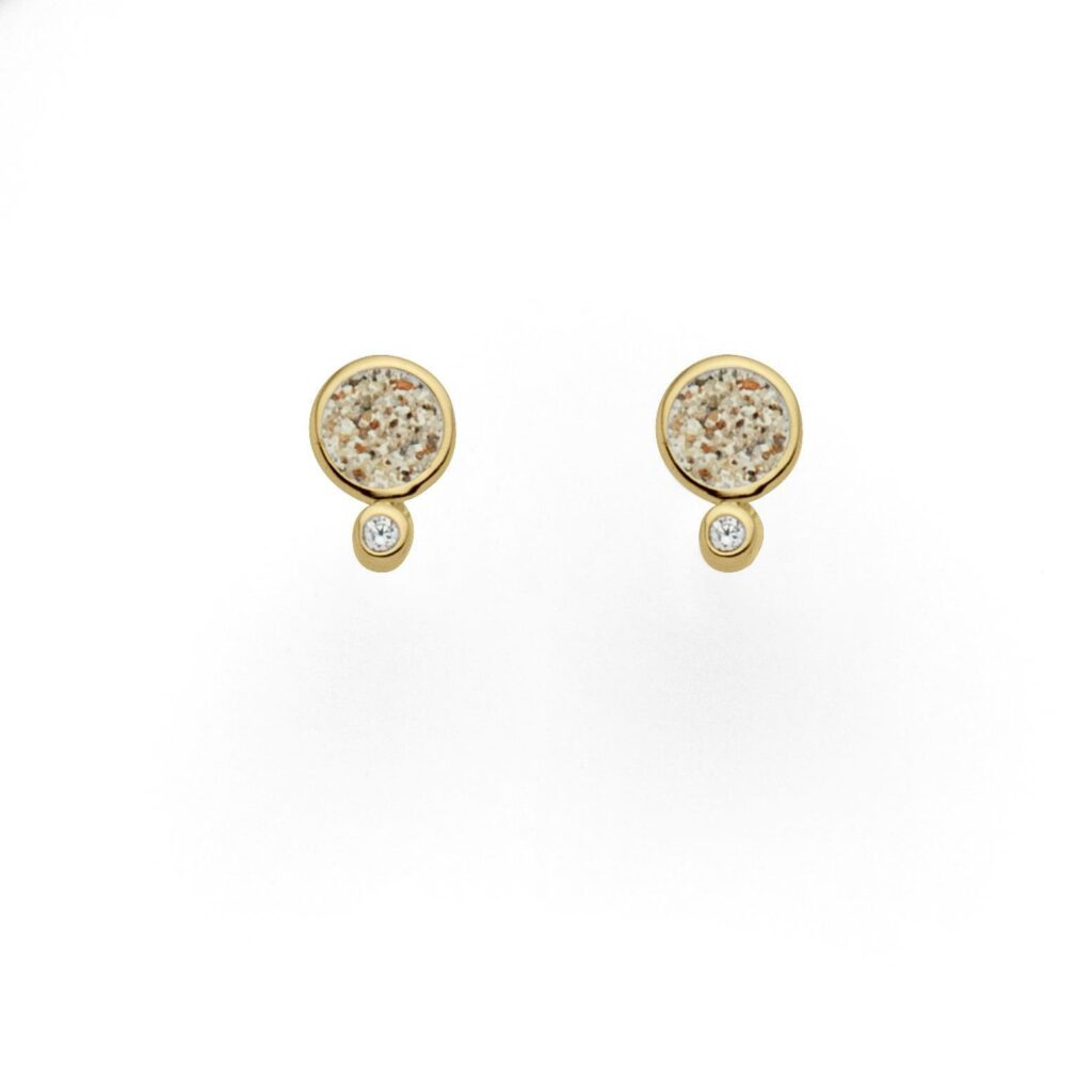 DUR Schmuck Ohrstecker POLARSTERN, Strandsand, Silber 925/- vergoldet (O5085)