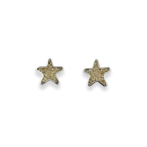 DUR Schmuck Ohrstecker SEESTERN ,Strandsand, Sterling Silber 925/- rhod. (S1441)