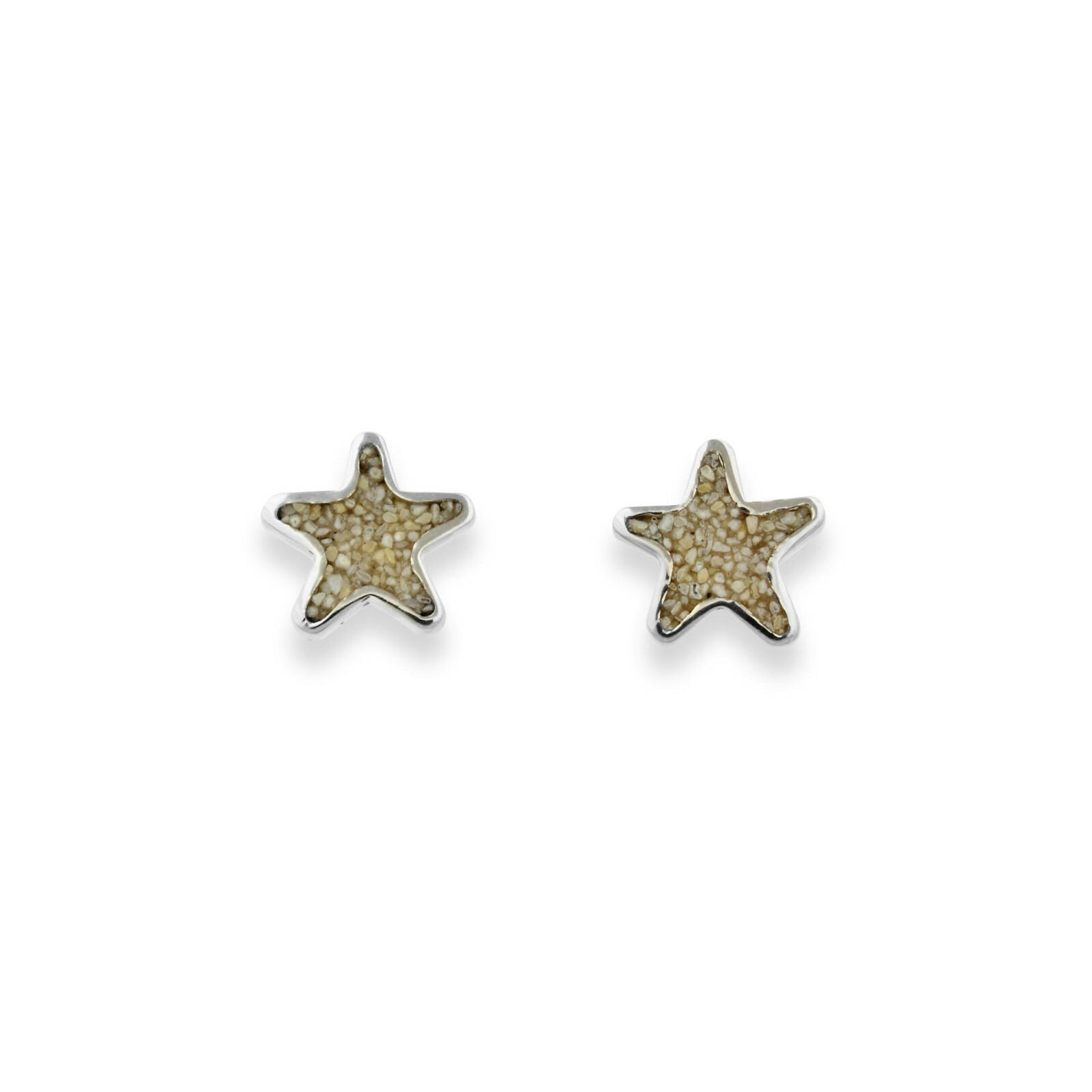 DUR Schmuck Ohrstecker SEESTERN ,Strandsand, Sterling Silber 925/- rhod. (S1441) – Bild 1