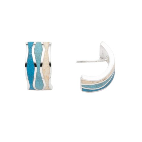 DUR Halbcreole WELLE Strandsand & Steinsand Silber 925/- rhodiniert (O5519)