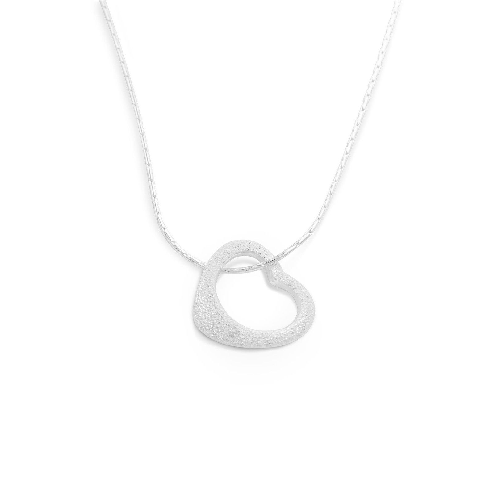 DUR Schmuck Kette HERZ gefrostet, Silber 925/- 42cm (K2453) – Bild 1
