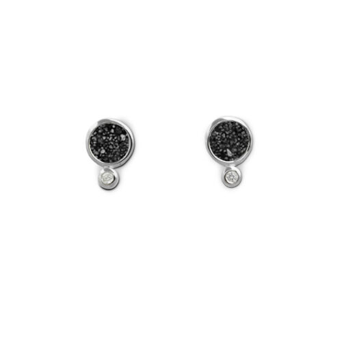 DUR Schmuck Ohrstecker POLARSTERN Lavasand, Zirkonia, Silber 925/-rhod. (O5053)