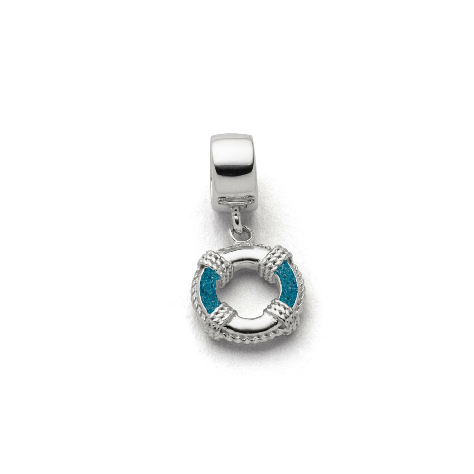 DUR Schmuck Charm RETTUNGSRING Steinsand blau, Silber 925/- rhodiniert (F264) – Bild 1