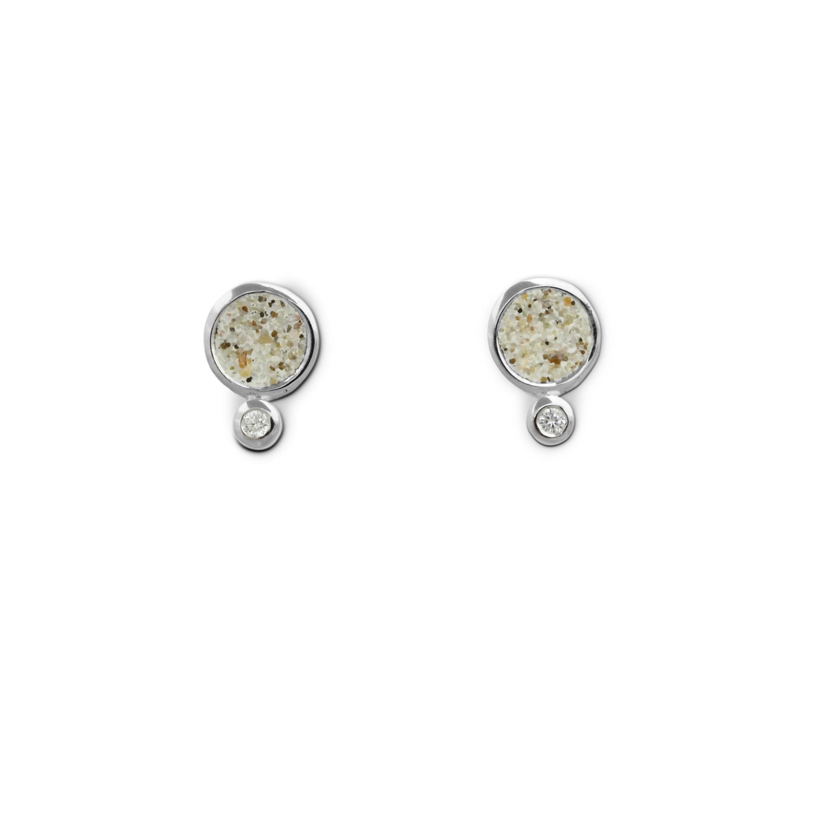 DUR Schmuck Ohrstecker POLARSTERN Strandsand, Zirk., Silber 925/- rhod. (O5052) – Bild 1