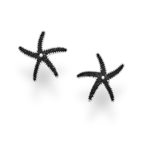 DUR Schmuck Ohrstecker SEESTERN Lavasand, Sterling Silber 925/- rhod. (O4821)