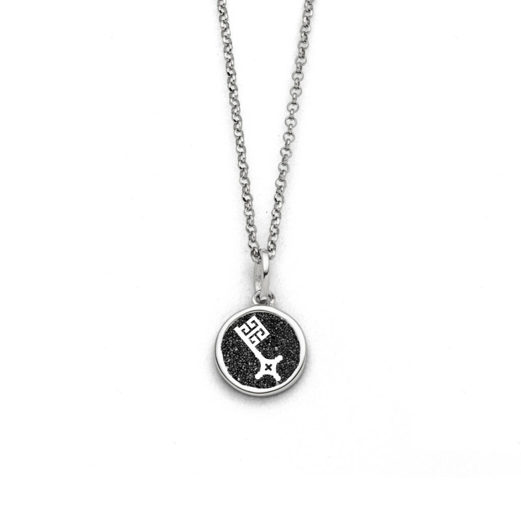 DUR Schmuck Kette BREMER SCHLÜSSEL 2.0 Lavasand, Silber 925/- rhod. 45cm (K2792)