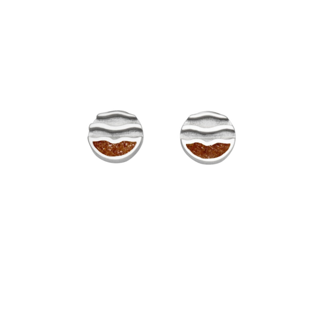 DUR Schmuck Ohrstecker STRANDWELLEN  Bernsteinsand, Silber 925/- rhod. (O5249)