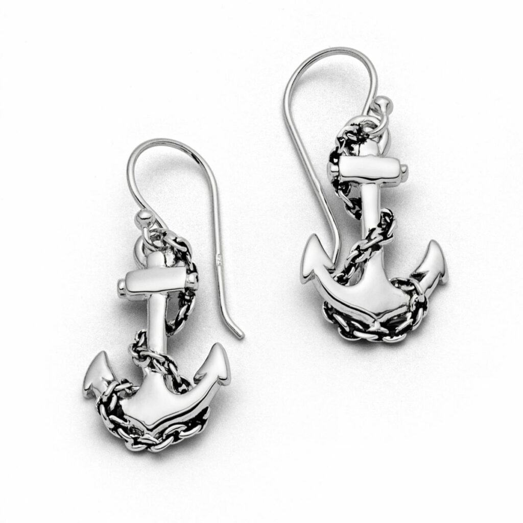 DUR Schmuck Ohrhänger ANKER Silber 925/- rhodiniert (O4757)
