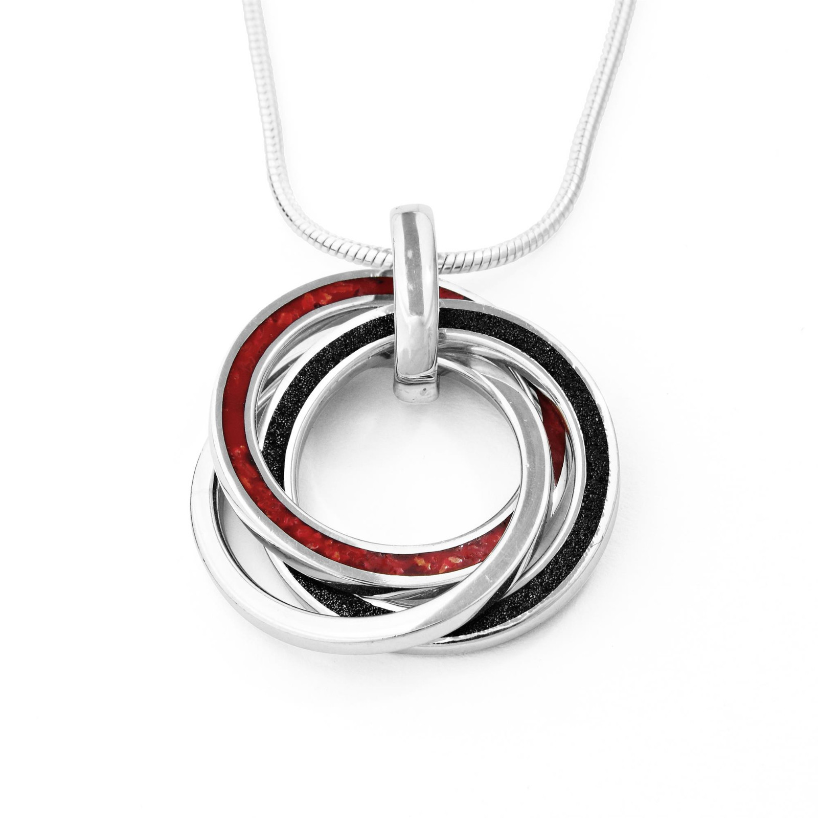 DUR Schmuck Anhänger ERDE UND FEUER Koralle/Lavasand, Silber 925/-rhod.( P3180 ) – Bild 1