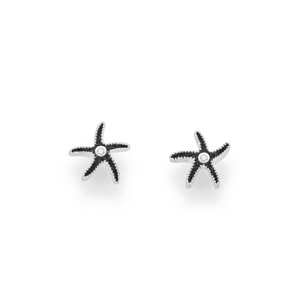 DUR Schmuck Ohrstecker SEESTERN Zirkonia, Lavasand, Silber 925/- rhod. (O4994)