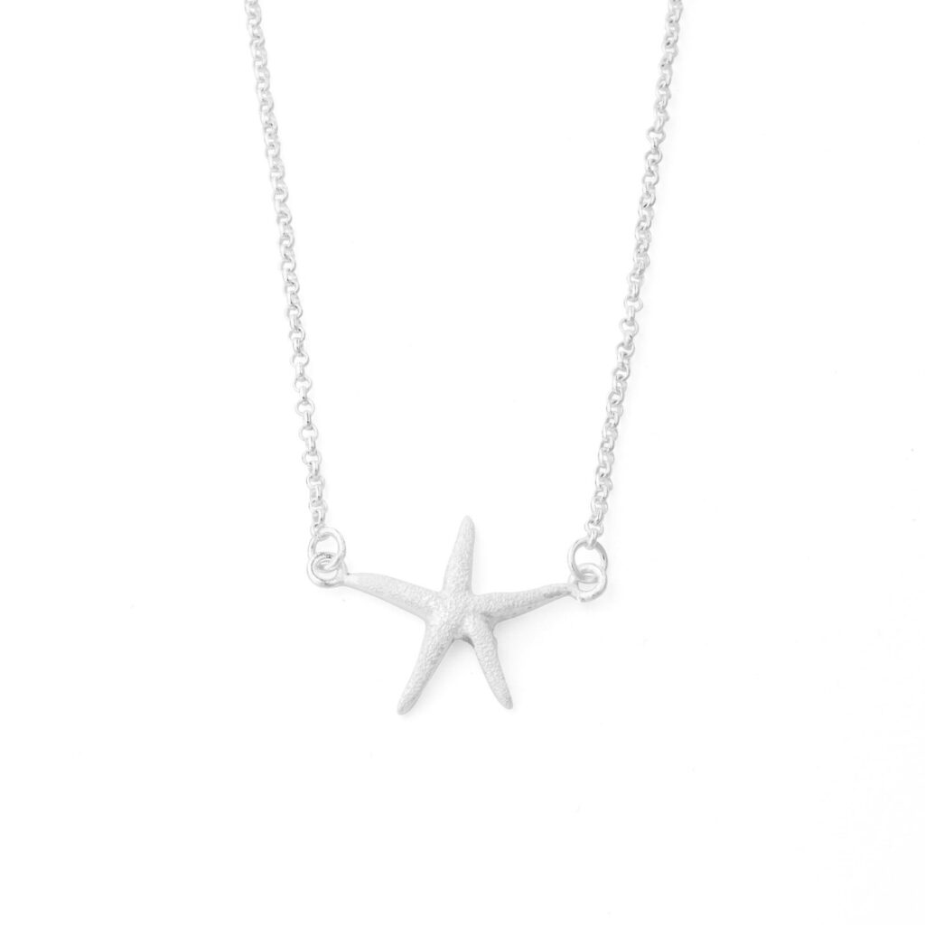 DUR Schmuck Kette ' Seestern gefrostet ' Silber 925/-, 42+3cm (K2413)