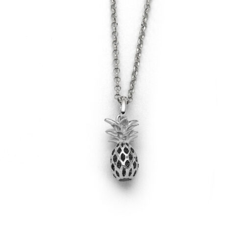 DUR Schmuck Kette ANANAS Lavasand, Silber 925/- rhodiniert 42cm (K2687)