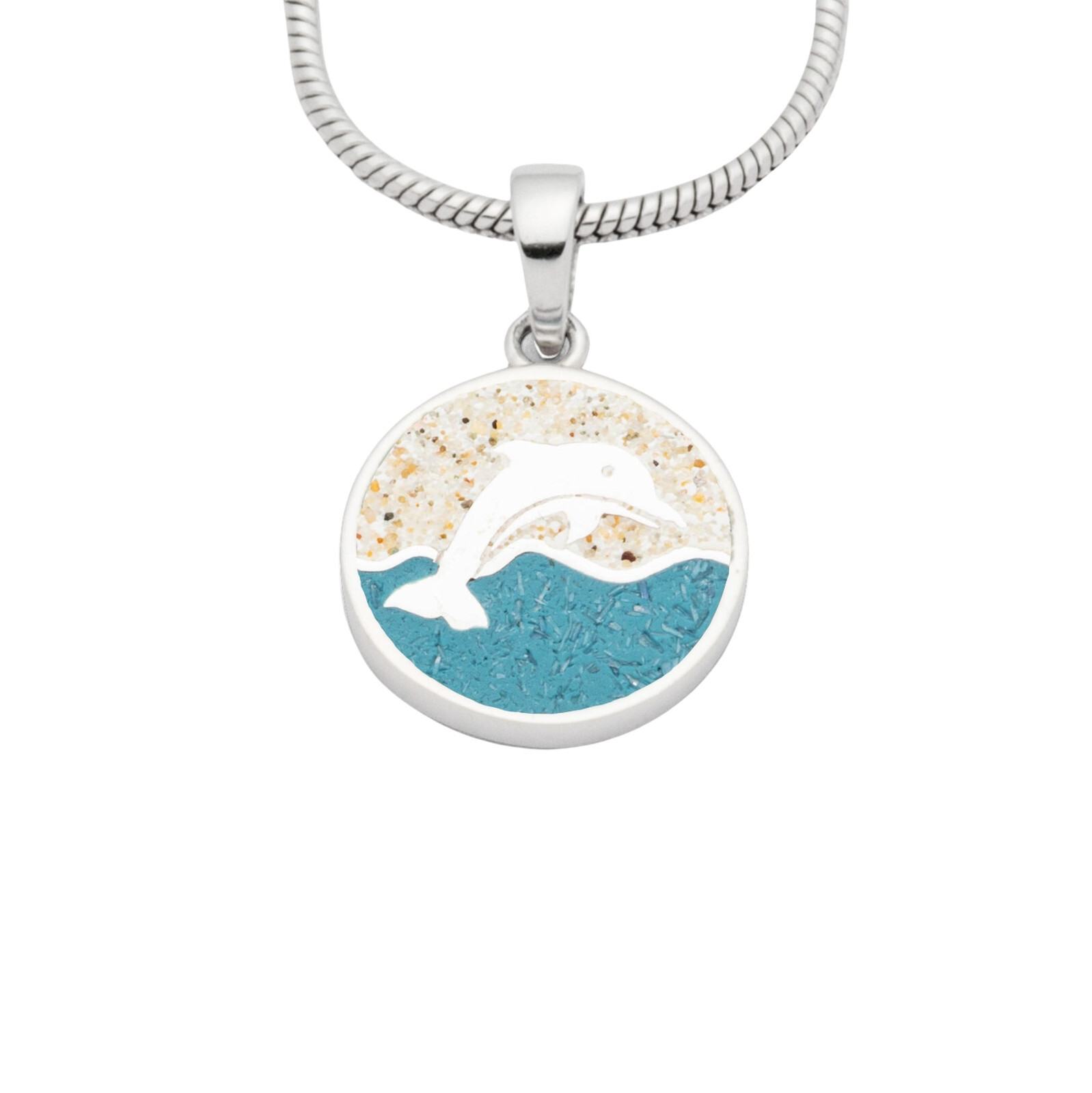 DUR Schmuck Anhänger DELFIN Steinsand/Strandsand, Silber 925/- rhod. (P4331) – Bild 1