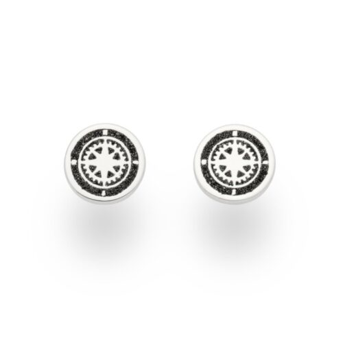 DUR Schmuck Ohrstecker KOMPASS Lavasand, Silber 925/- rhodiniert (O5040)
