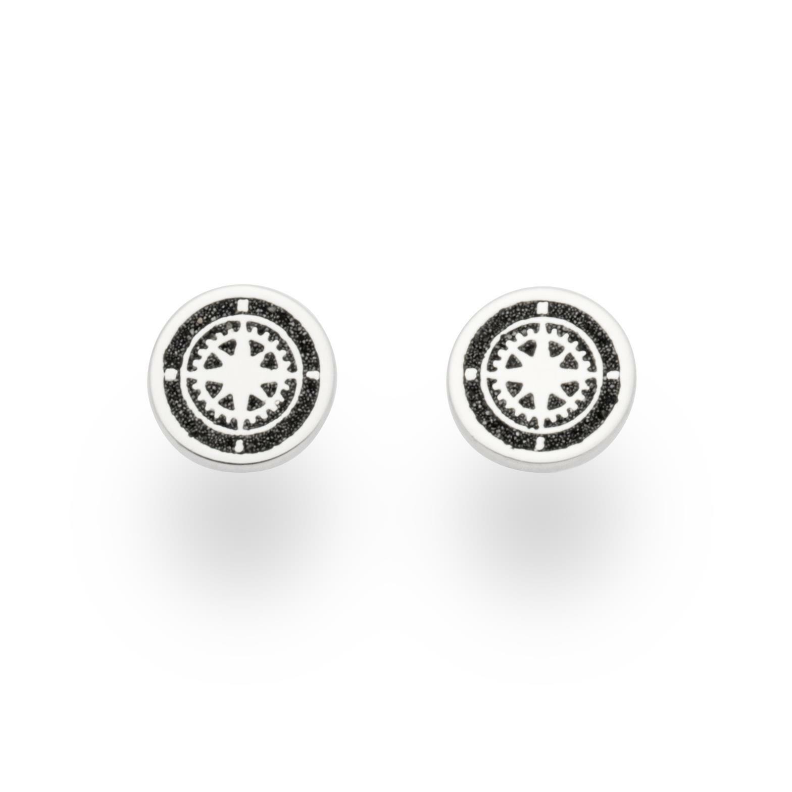 DUR Schmuck Ohrstecker KOMPASS Lavasand, Silber 925/- rhodiniert (O5040) – Bild 1