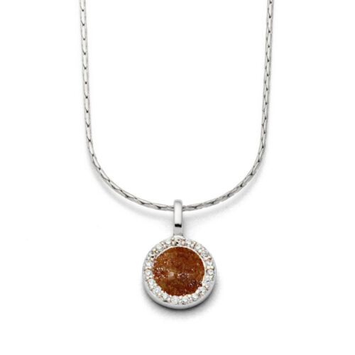 DUR Schmuck Kette WASSERFLIMMERN Bernstein, Zirkonia, Silber 925/- 42cm (K2614)