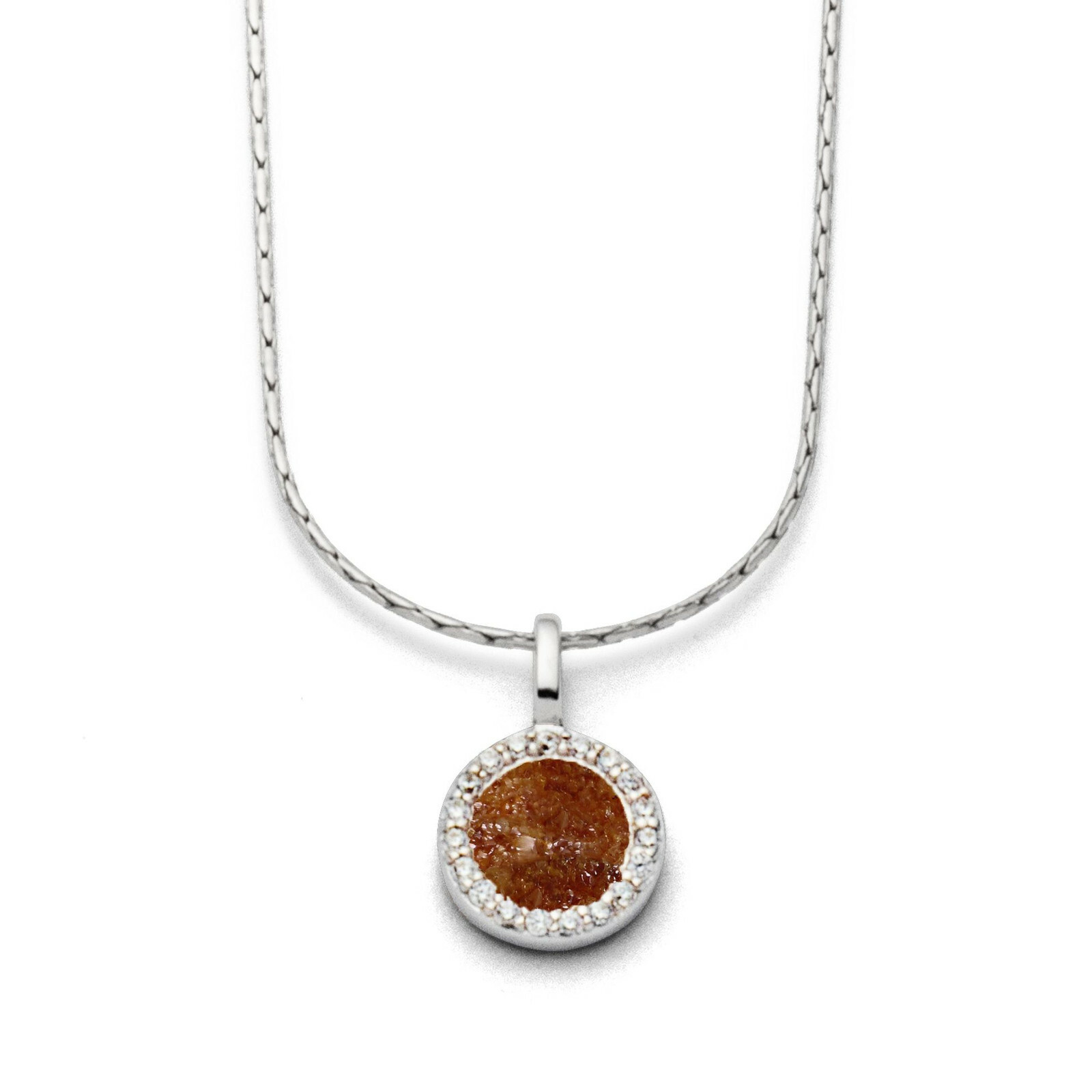 DUR Schmuck Kette WASSERFLIMMERN Bernstein, Zirkonia, Silber 925/- 42cm (K2614) – Bild 1