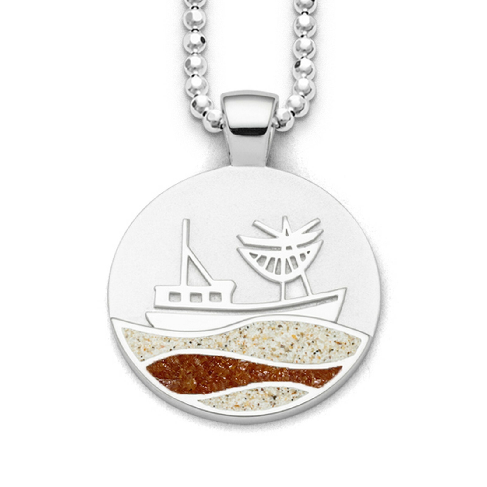 DUR Schmuck Anhänger KUTTER Strandsand, Bernstein Silber 925/- rhod. (P4102) – Bild 1