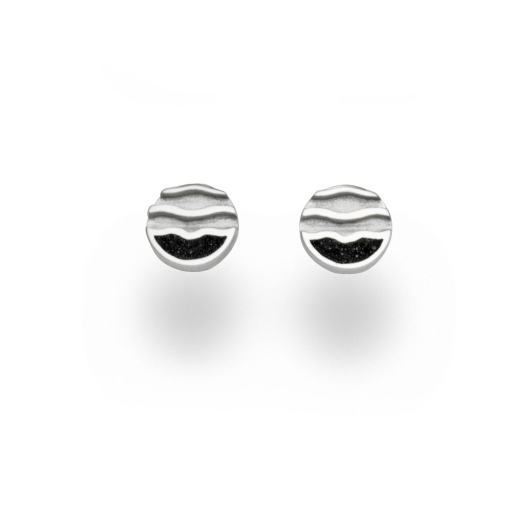DUR Schmuck Ohrstecker STRANDWELLEN Lavasand, Silber 925/- rhodiniert (O5248)