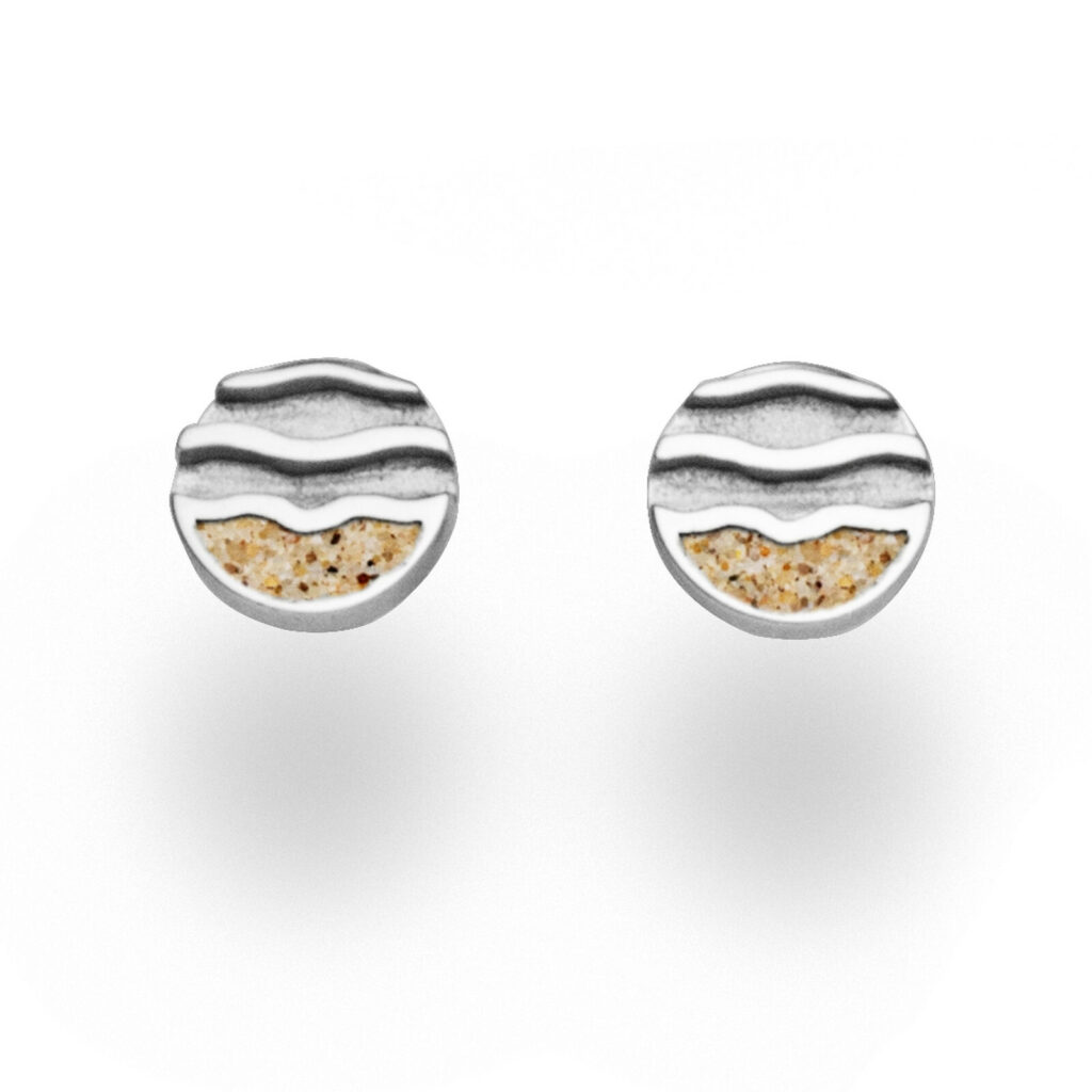 DUR Schmuck Ohrstecker STRANDWELLEN Strandsand, Silber 925/- rhodiniert (O5247)