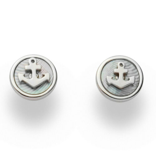 DUR Schmuck Ohrstecker WEIßER ANKER Perlmutt,Silber 925/- rhod. (O5153)