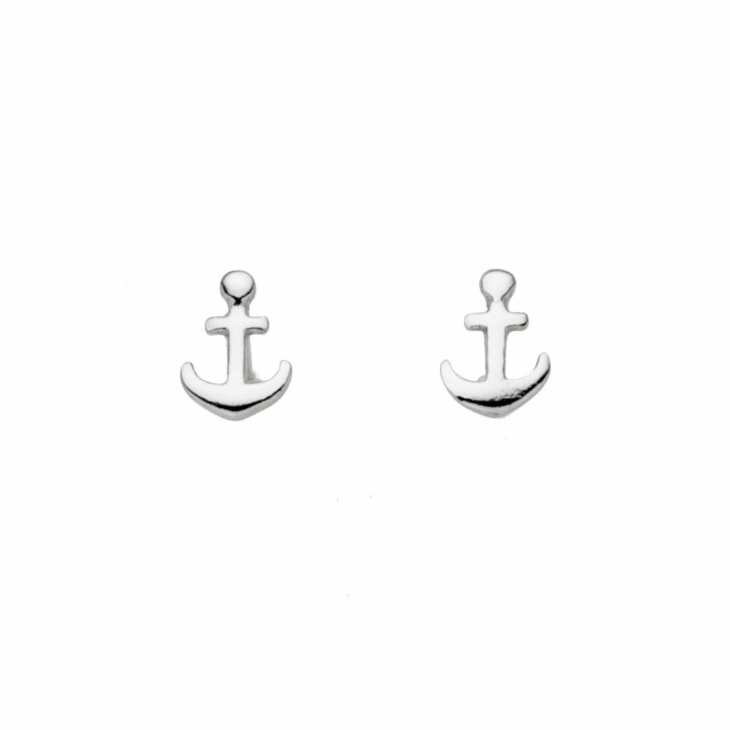 DUR Schmuck kleiner Ohrstecker ANKER Silber 925/- rhod. (S1453)