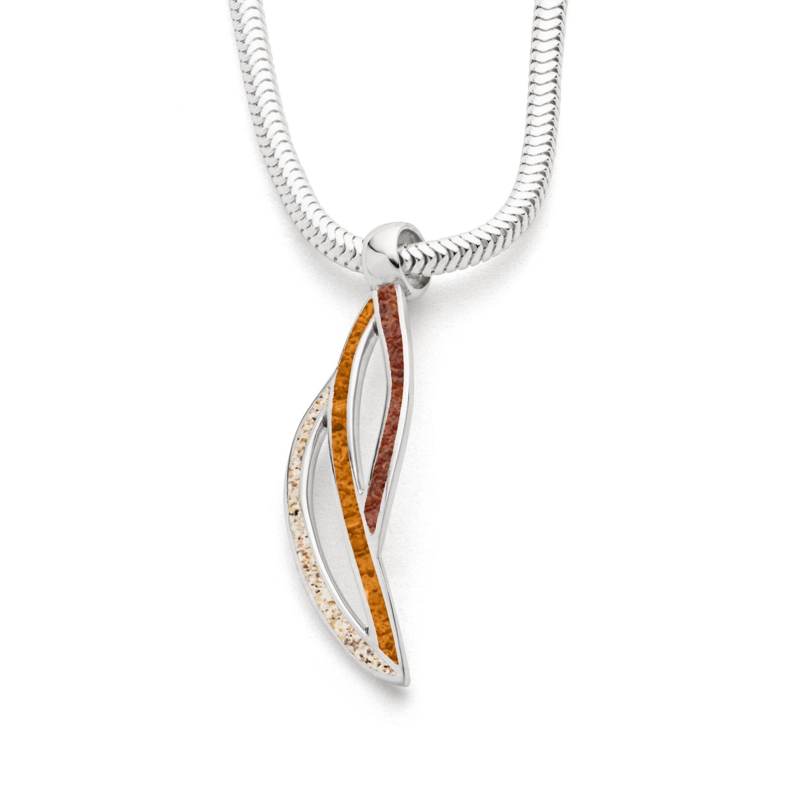 DUR Schmuck Anhänger OCEAN STREAM, Strandsand, Bernsteinsand Silber 925/- P4260 – Bild 1