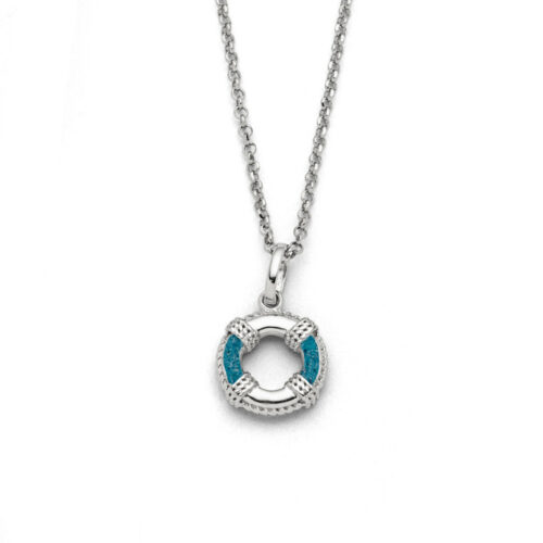 DUR Schmuck Kette RETTUNGSRING Steinsand, Silber 925/- rhodiniert 42cm (K2693)