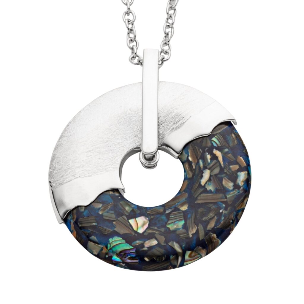 DUR Schmuck Anhänger DONUT Mosaik Seeopal, Silber 925/- (P4257)