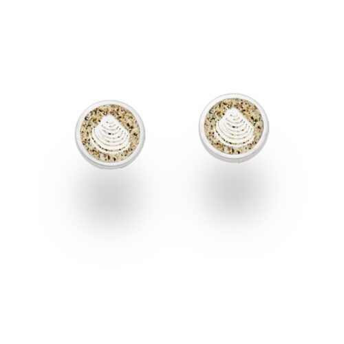 DUR Schmuck Ohrstecker MUSCHEL Strandsand, Silber 925/- rhodiniert (O5408)
