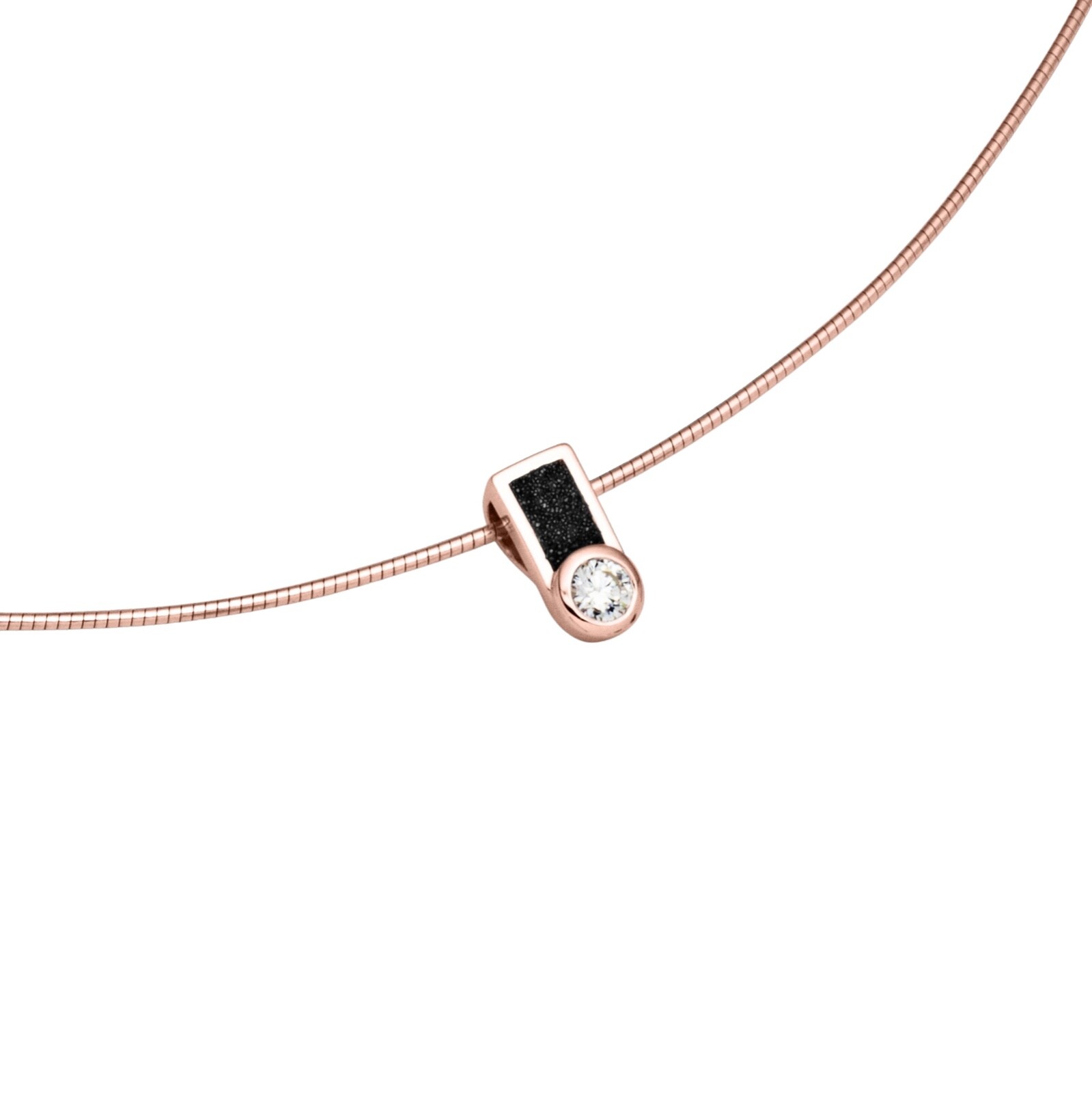 DUR Schmuck Kette VENUS Lavasand, Zirkonia, Silber 925/- rosé 42cm K2852 – Bild 1