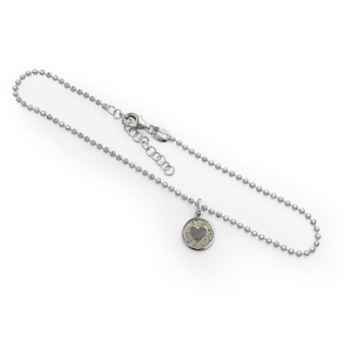 DUR Schmuck Fußkette HERZ Strandsand, Silber 925/- rhodiniert 22,5cm (A1574)