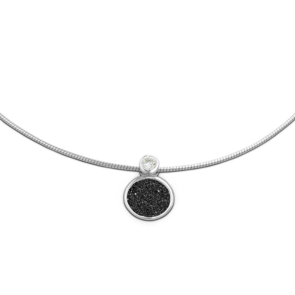 DUR Schmuck Kette POLARSTERN Lavasand, Zirkonia, Silber 925/- rhod.42cm (K2457)