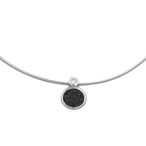 DUR Schmuck Kette POLARSTERN Lavasand, Zirkonia, Silber 925/- rhod.42cm (K2457)