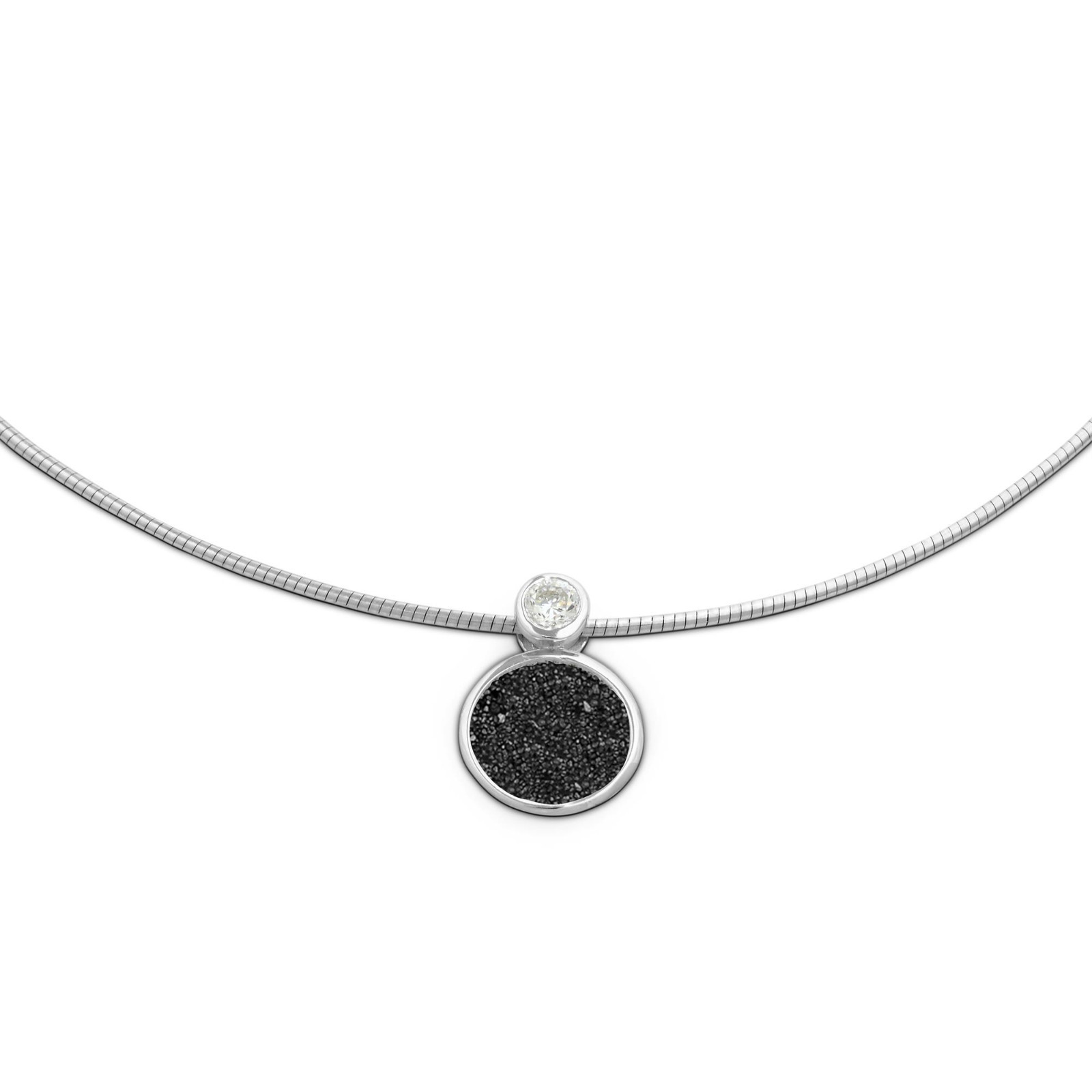 DUR Schmuck Kette POLARSTERN Lavasand, Zirkonia, Silber 925/- rhod.42cm (K2457) – Bild 1