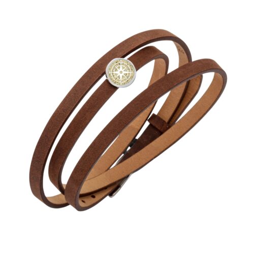 DUR Schmuck Lederarmband mit Element,  Silber 925/- 58cm (A1597) Wickelarmband