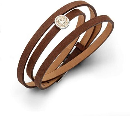 DUR Schmuck Lederarmband mit Element,  Silber 925/- 58cm (A1597) Wickelarmband