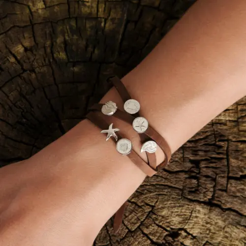 DUR Schmuck Schiebeelemente STRANDSAND für Wickelarmband, Silber 925/- rhod.