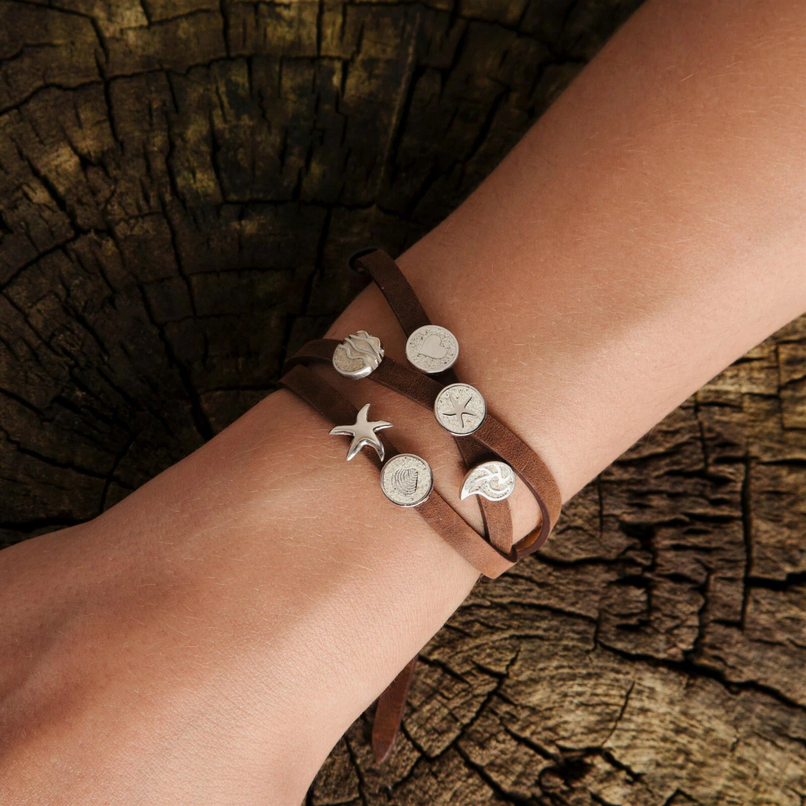 DUR Schmuck Schiebeelemente STRANDSAND für Wickelarmband, Silber 925/- rhod.