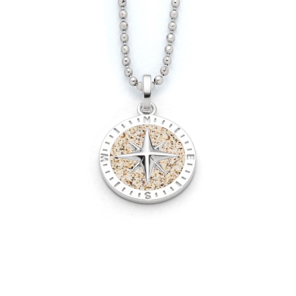 DUR Schmuck Anhänger KOMPASSROSE 2.0 Strandsand Silber 925/- rhod. 15mm (P4859)