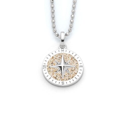 DUR Schmuck Anhänger KOMPASSROSE 2.0 Strandsand Silber 925/- rhod. 15mm (P4859)