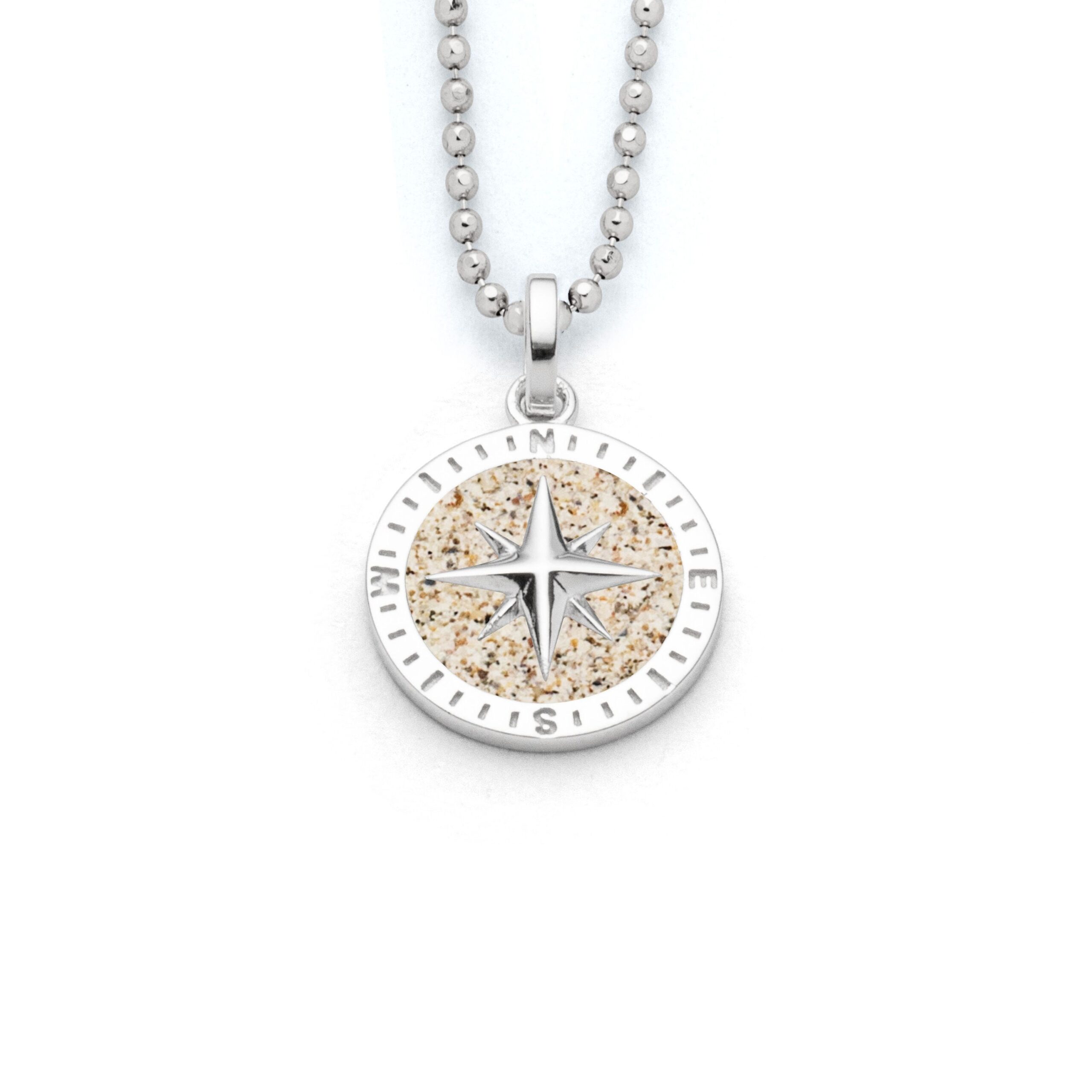 DUR Schmuck Anhänger KOMPASSROSE 2.0 Strandsand Silber 925/- rhod. 15mm (P4859)