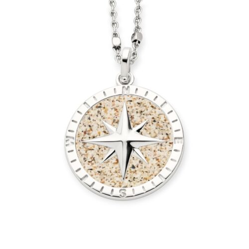 DUR Schmuck Anhänger KOMPASSROSE 2.0 Strandsand Silber 925/- rhodiniert (P4327 )