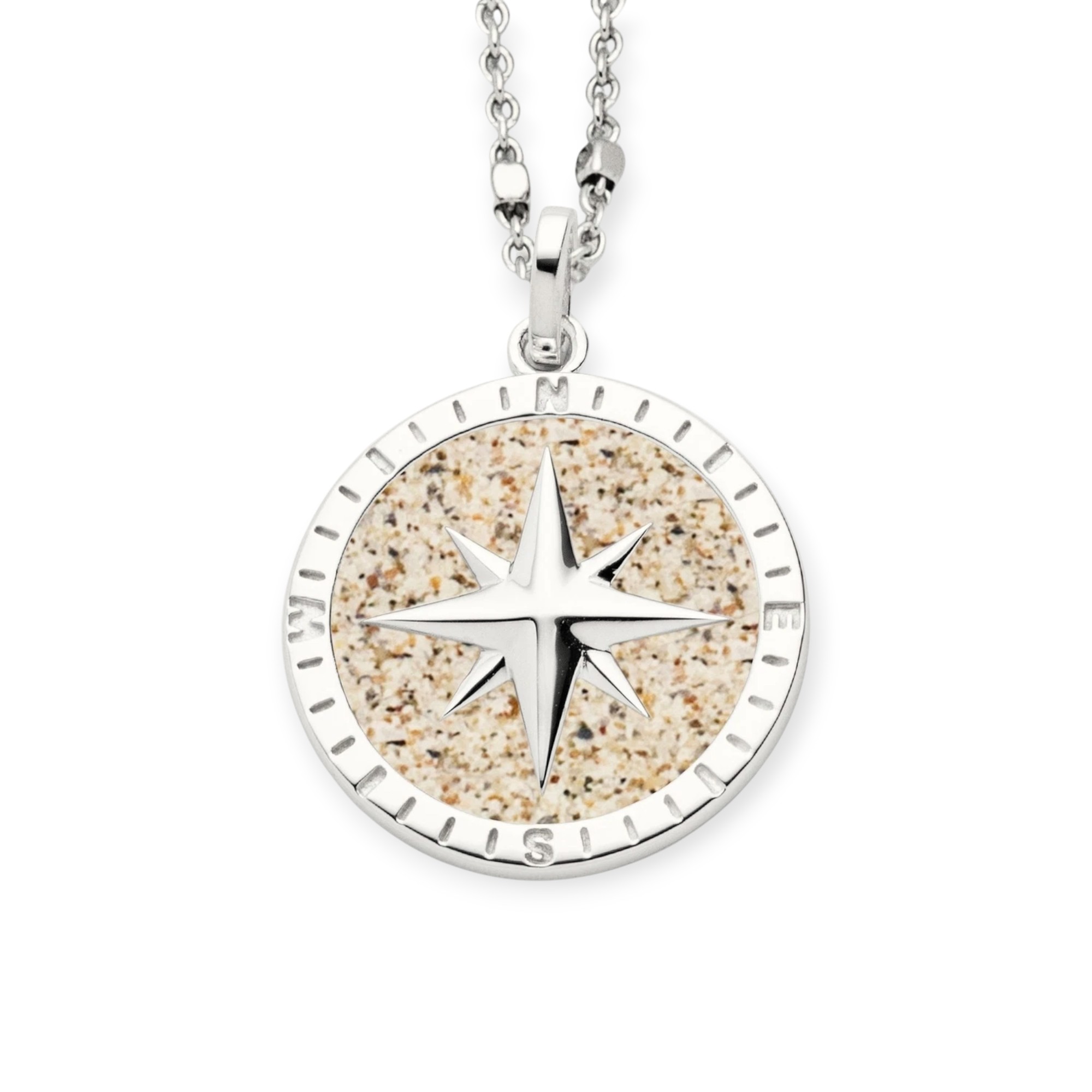 DUR Schmuck Anhänger KOMPASSROSE 2.0 Strandsand Silber 925/- rhodiniert (P4327 )