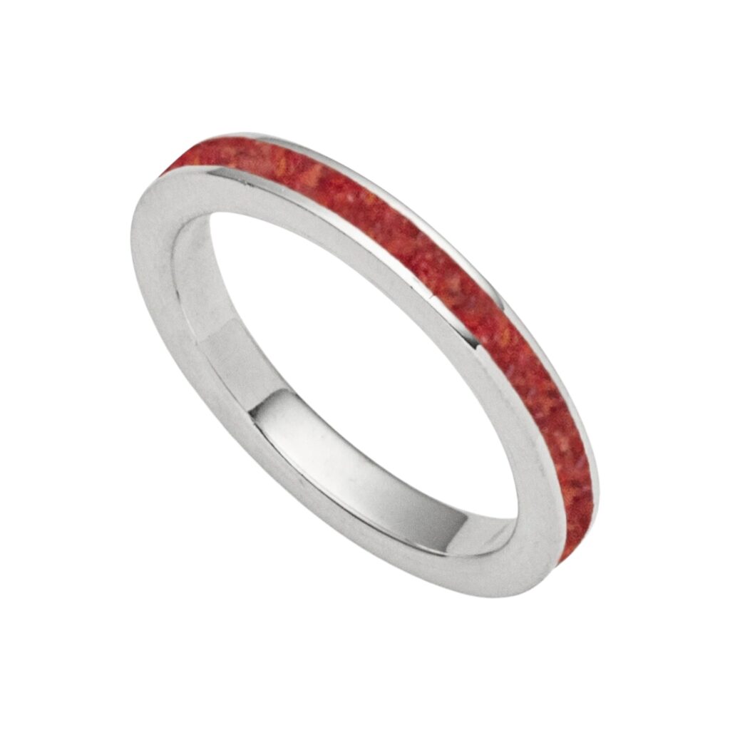 DUR Schmuck Ring MOSAIKKORALLE, Silber 925/- rhodiniert (R5669)