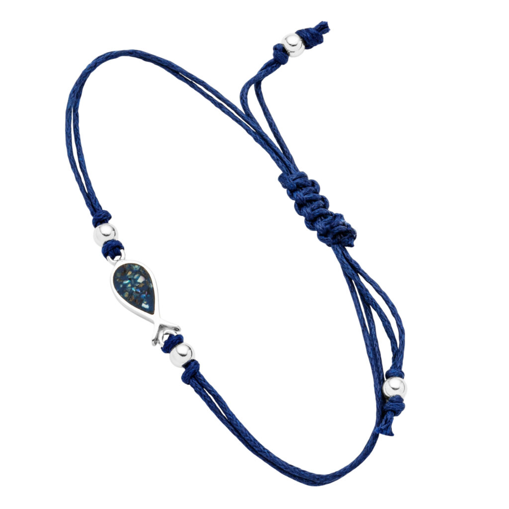 Dur Cotton Armband Fisch Mosaik Seeopal, Silber 925/- 17cm, verlängerbar (A1986)